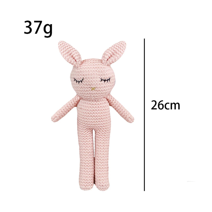 26cm Handmade Knitted Rabbit Doll Kawaii Baby Soothing Toy Mini Cuddle Doll Newborn Baby Early Educational Toy