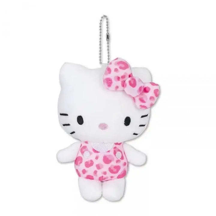 Sanrio Hello Kitty Japanese Cute Cartoon Leopard Pattern Plush Toys Kawaii Keychain Girl Heart Gift Backpack Pendant Accessories