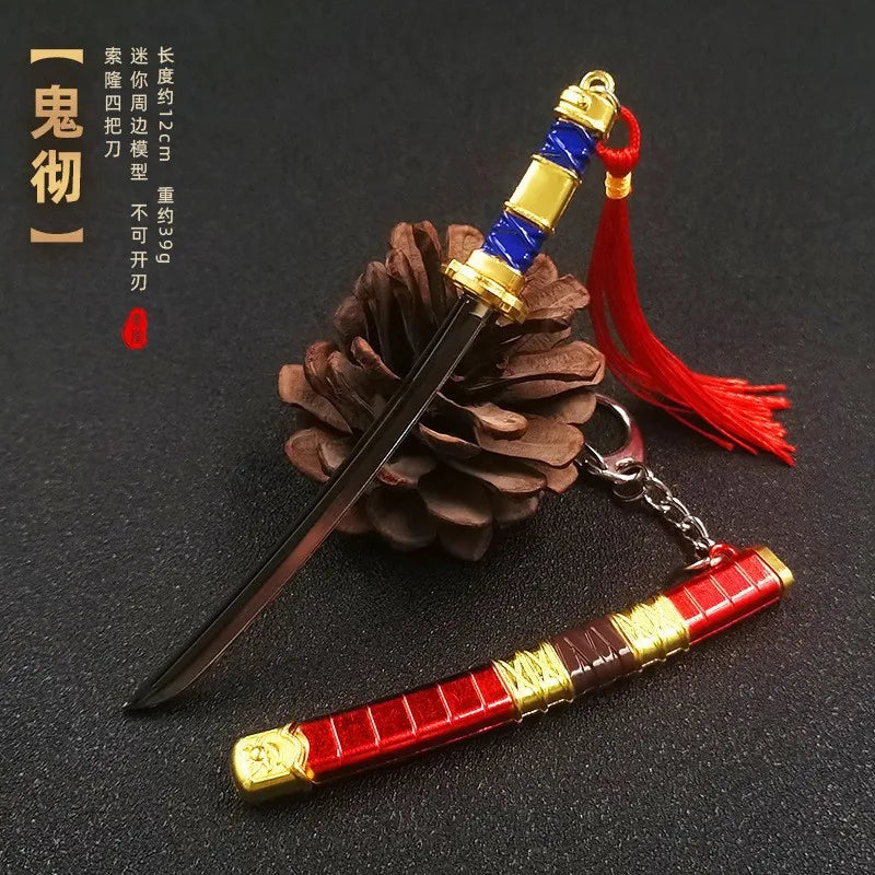 Mini Sword With Sheath China Ancient Sword Zinc Alloy Tang Hengdao Han Sword Weapon Model Keychain Pendant Cosplay Accessories