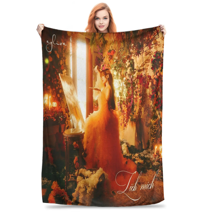 Singer Ayliva Schwarzes Herz Blanket  Plush Awesome Breathable Throw Blanket for Home Textile Decor