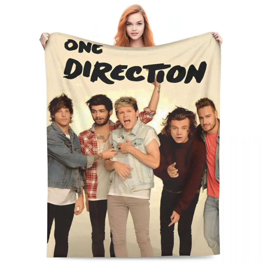One-Direction Rock 1D Combinatio Blanket Velvet Spring Autumn Breathable Lightweight Throw Blanket for Bed Travel Bedspreads