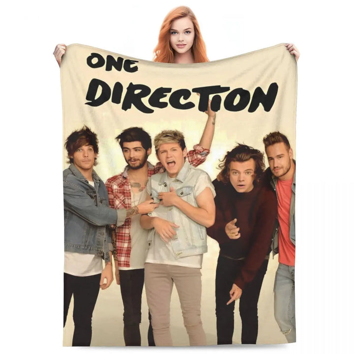 One-Direction Rock 1D Combinatio Blanket Velvet Spring Autumn Breathable Lightweight Throw Blanket for Bed Travel Bedspreads