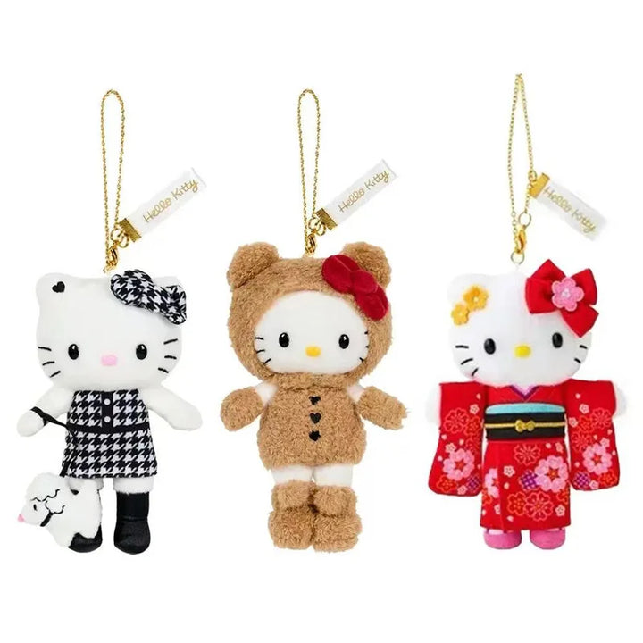 Kawaii Sanrio Hello Kitty Long Leg Dress Up Kimono Little Bear Plush Toys Keychain Cute Cartoon Backpack Pendant Decoration Gift