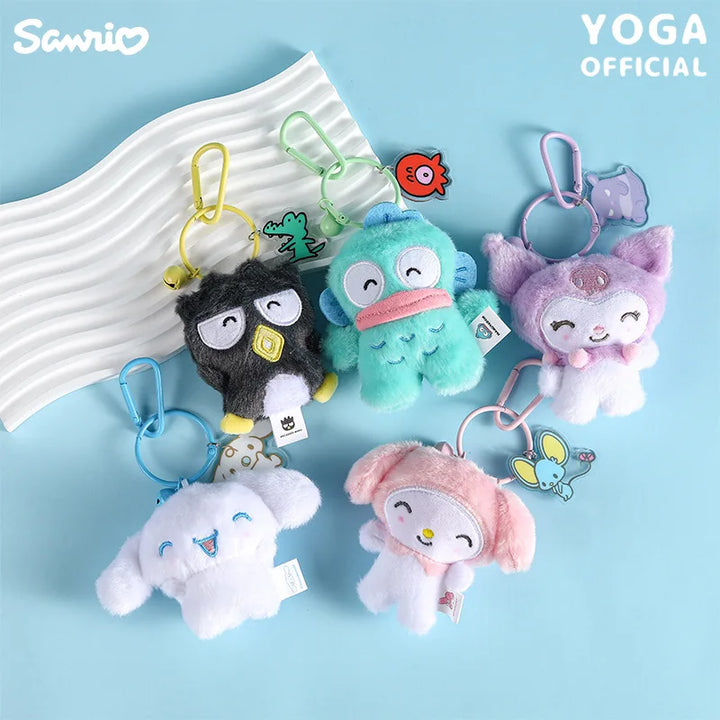 Kawaii Sanrio Kuromi Cinnamoroll Plush Toys Keychain Cartoon Hangydon Bell Backpack Pendant Decoration Friends Birthday Gifts