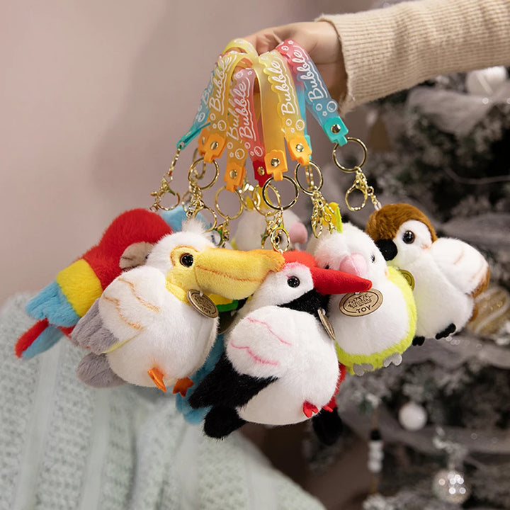 Toucan Key Ring Holder Stuffed Bird Parrot Bracelet Slap Band Plush Toys Pelican Sitting Soft Dolls Functional Gifts Bag Pendant