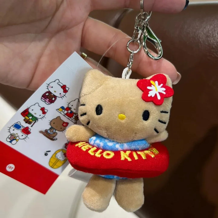 New Cartoon Hellokitty Plush keychain Sanrio plush Bag Pendant black skin Strawberry Sakura White Bear me series Plush Doll Toy
