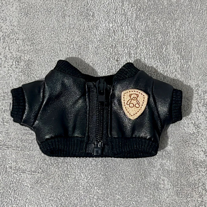 Clothes For Labubu Dolls 15/17Cm For LABUBU Sitting Party 1St 2Nd 3Rd Gen Black Leather Jacket Set Apparel Accessories
