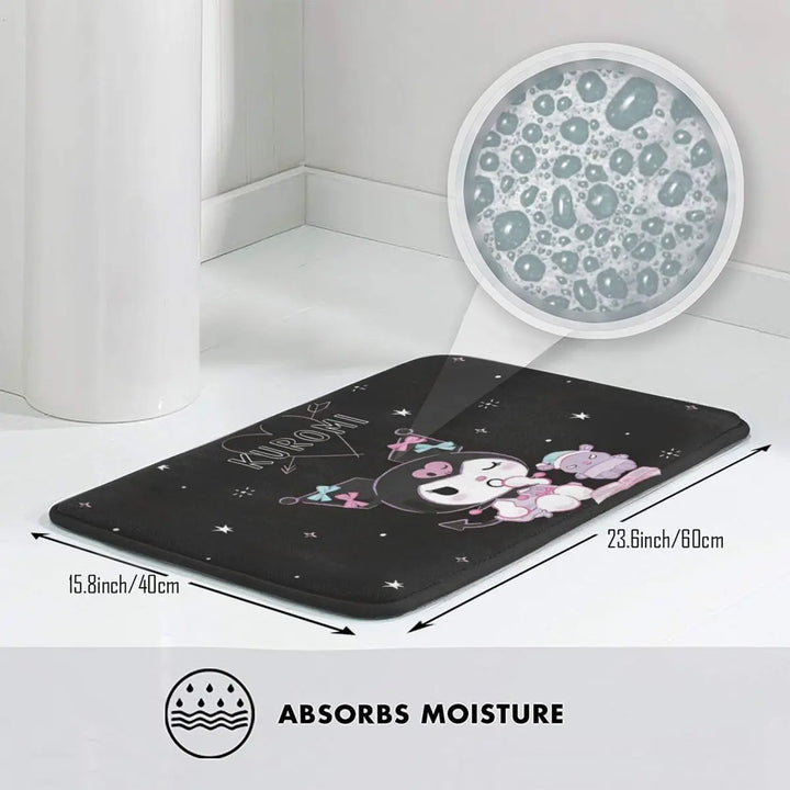 Kuromi Cheeky But Charming Merch Memory Foam Bath Mat Rug Non-Slip Water Absorption Bathroom Floor Rugs Carpet For Door Doormat