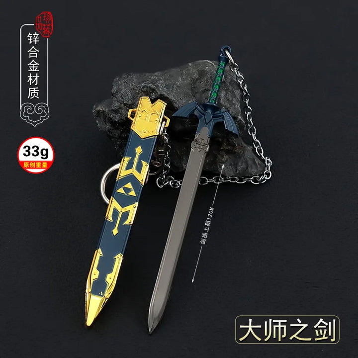 Mini Sword With Sheath China Ancient Sword Zinc Alloy Tang Hengdao Han Sword Weapon Model Keychain Pendant Cosplay Accessories