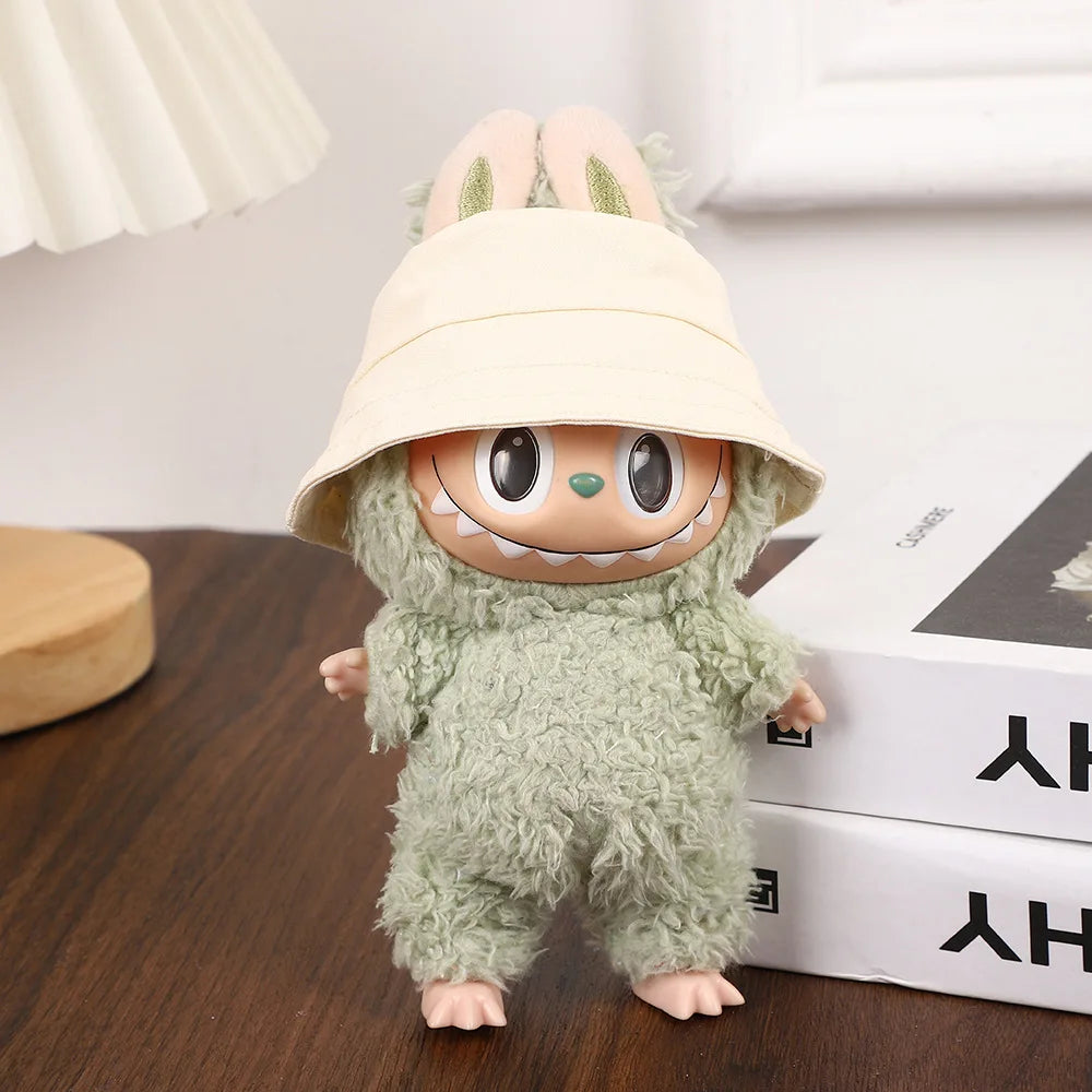 Labubu Doll Hat 15/17cm Plush Doll'S Accessories Bucket Hat Sitting Party Labubu I II Idol Dolls Hat