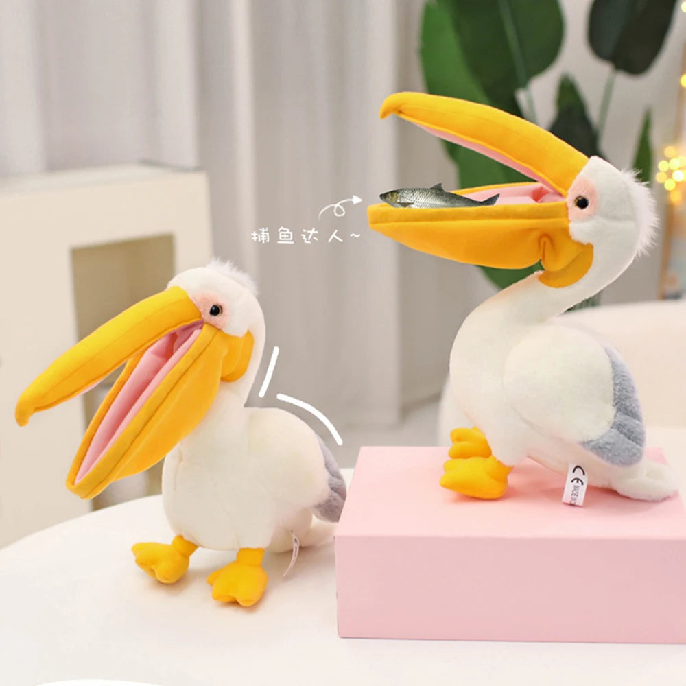 Cartoon Pelican Plush Toys Realistic White Pelican Stuffed Bird Animal Soft Dolls Promotional Cheap Christmas Birthday Gifts