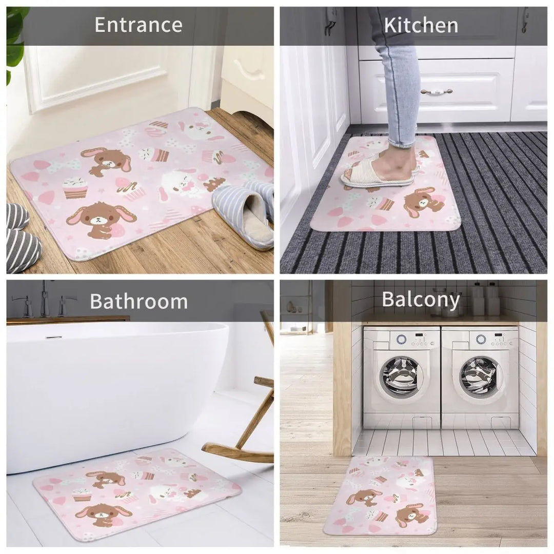 Cartoon Sugarbunnies Memory Foam Bathroom Rugs Ultra Soft Non-Slip Carpet Bath Mat Water Absorbent for Kitchen Shower