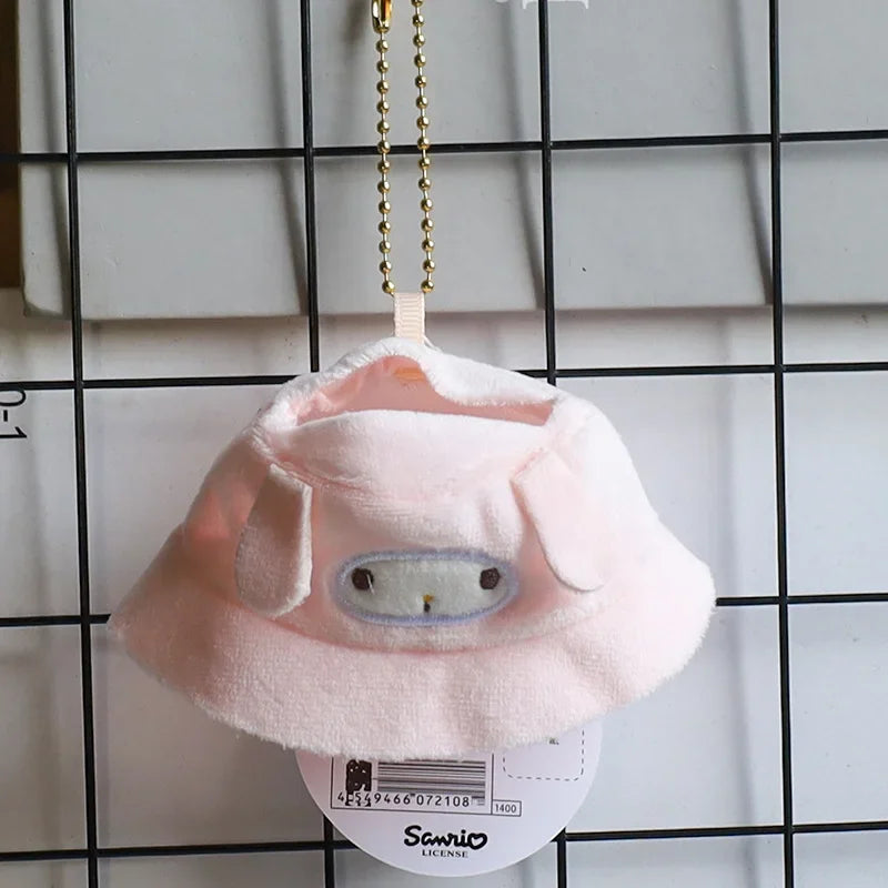 Sanrio Kuromi Doll Hat with KeyChain Labubu Kawaii Hello Kitty Kuromi Cinnamoroll Melody Pendant Cute Labubu doll accessories