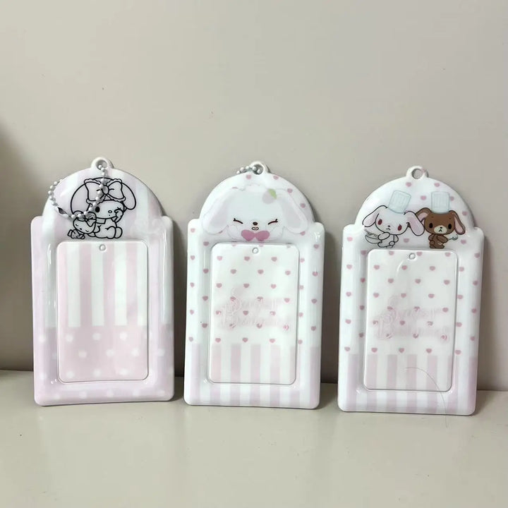 Kawaii Sanrio Sugarbunnies Id Card Holder Keychains New Anime Passport Cover Key Ring School Bus Bank Cards Bags Pendants Gifts