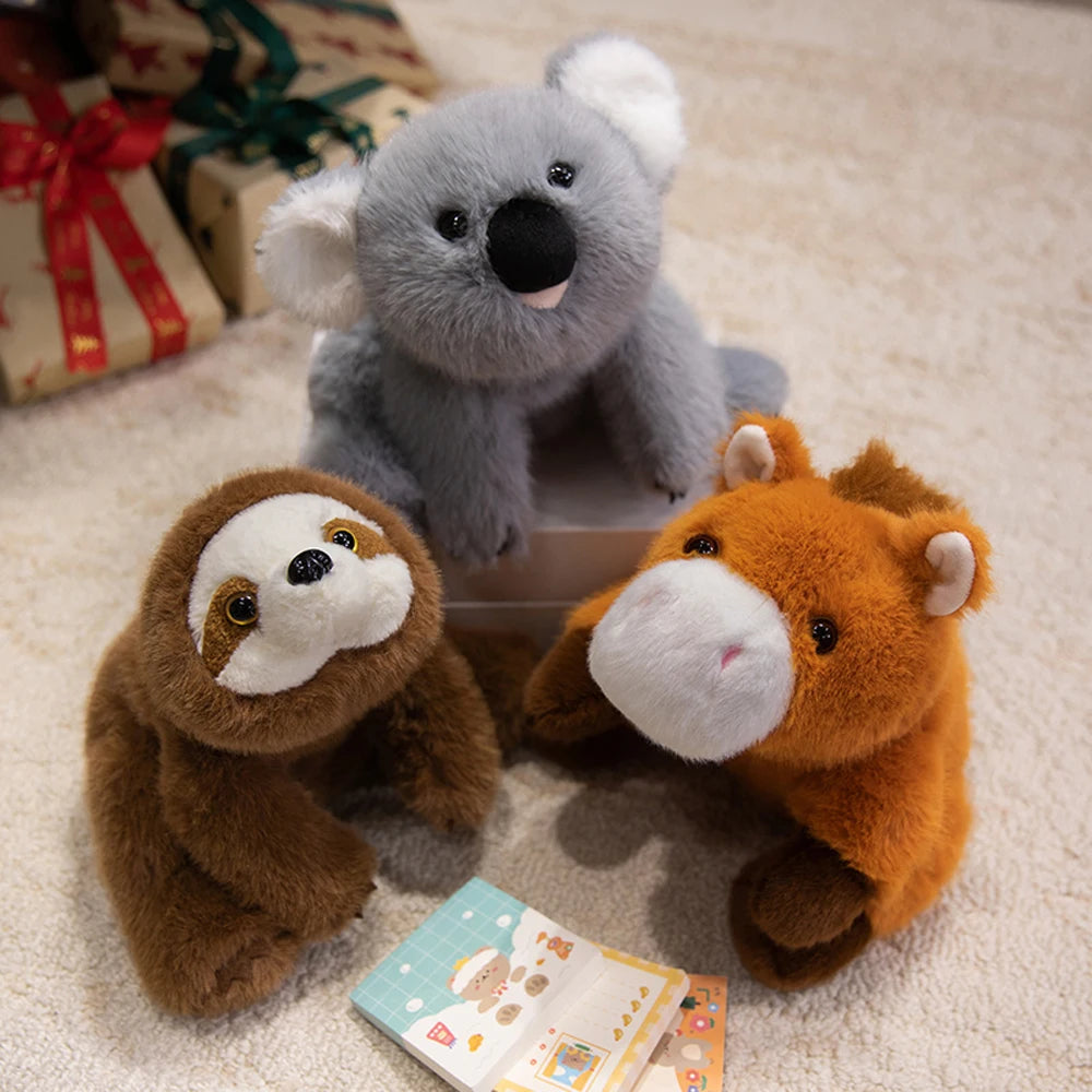 Realistic Grey Raccoon Plush Toy Cuddle Panda Wild Animal Stuffed Toys Brown Horse Soft Doll Capybara Plushie Koala Plush Sloth