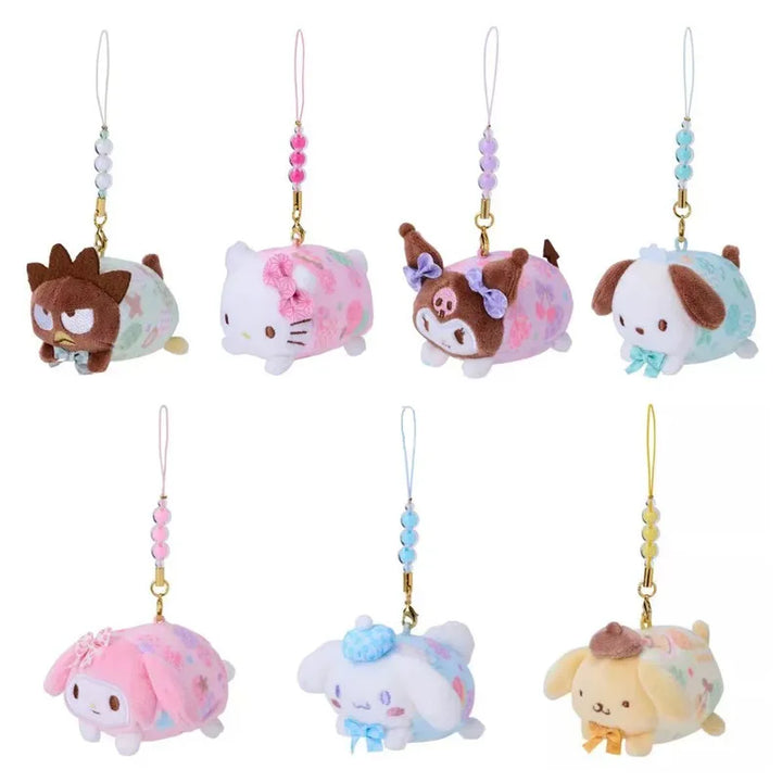 Sanrio Kawaii Kuromi Cinnamoroll Plush Toys Keychain Cartoon Retro Candy Hello Kitty Bag Pendant Decoration Girls Holiday Gift
