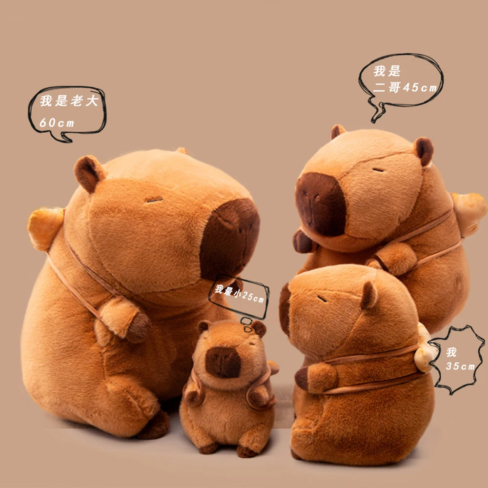 22cm 32cm Amusing Food Capybara Plush Toys Stuffed Capibara With Mini Bagel Crossiant Baguette Chip Bread Soft Doll Perfect Gift