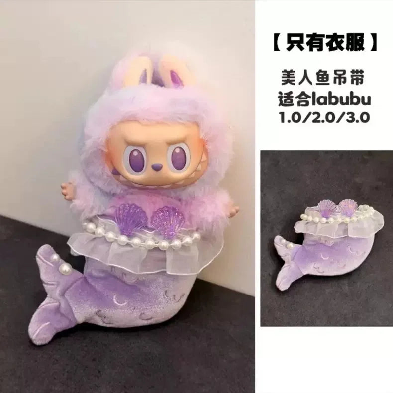 for Labubu 1-3 Gen 17cm Doll Outfits Milk Carton Onigiri Corn Chips & Ramen Bucket Set Bento Bag and Animal-Shaped Clothes