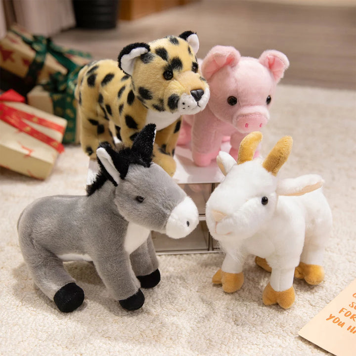 7 Inch Realistic Forest Animal Cheetah Plush Toys Grey Donkey Stuffed Toys Lifelike Sika Deer Soft Plushie Tiger Zoo Souvenir