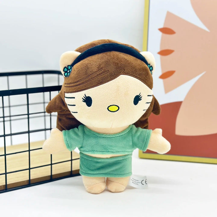 24cm Ariana Grande Hello Kitty Plush Doll with Green Dress Set Plush Doll Figure Stuffed Toys Cute Boys Girls Fans Collect Gift
