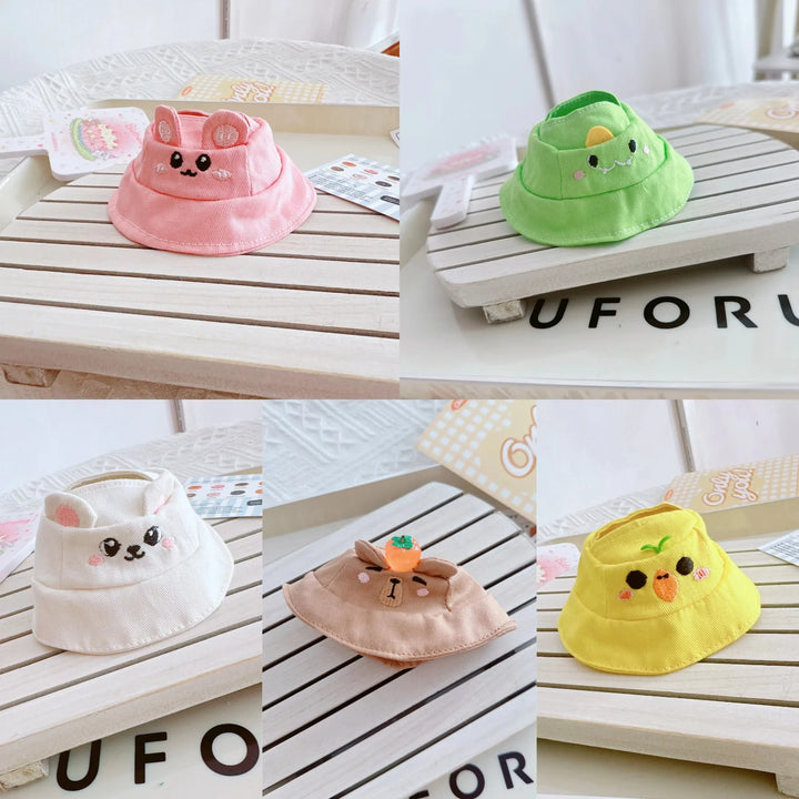 Labubu 1-3 Gen 17cm Plush Doll Outfits | Cute Pink T-Shirt + Pants Set with Hat | Soft Toy Clothes for Labubu Accessories