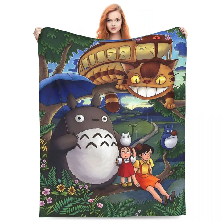 Cartoon Funny Cute T-Totoros Blanket Coral Fleece Plush  Soft Throw Blankets for Car Sofa Couch Bed Rug
