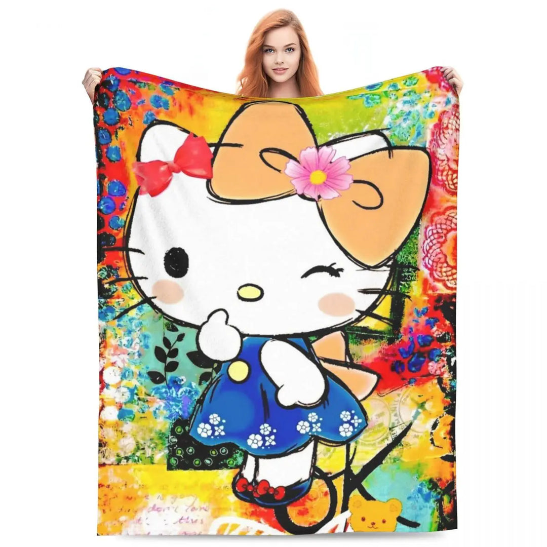 Hello Kitty Zodiac Aquarius Fuzzy Blankets Customized Throw Blanket for Home Hotel Sofa 200x150cm Bedspreads