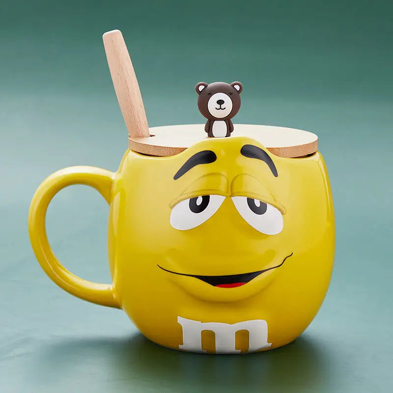 New Hot Chocolate M Beans Ceramics 680ml Mark Water Cup High-Capacity Family Set Table Supplies Funny Facial Expression Cup Gift