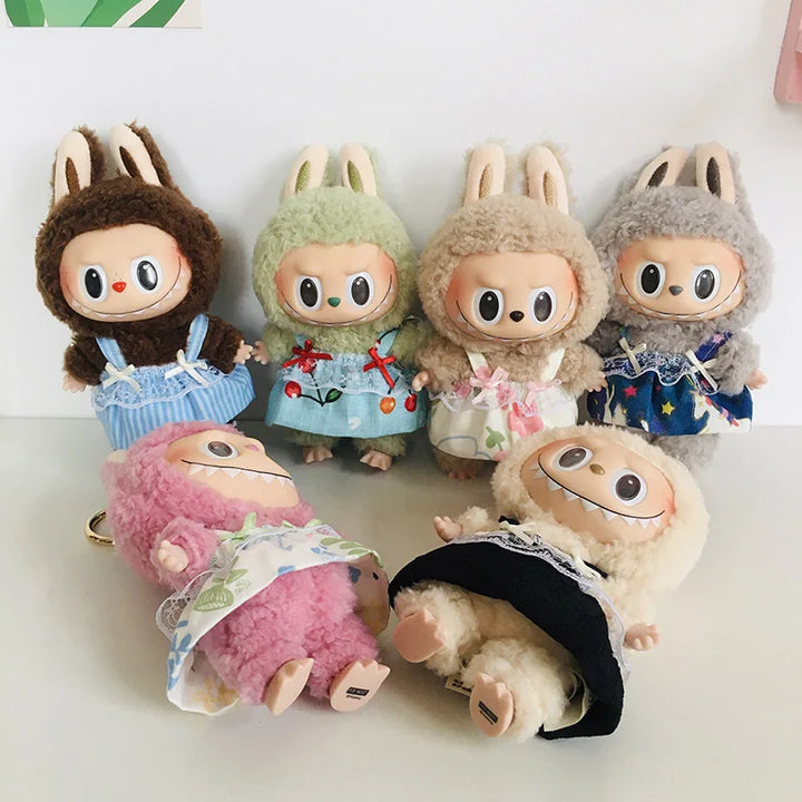 Cute Mini Plush Doll'S Fresh & Chic Sleeveless Dress 15/17cm Labubu I II III Idol Dolls Accessories For Sitting Party Clothing