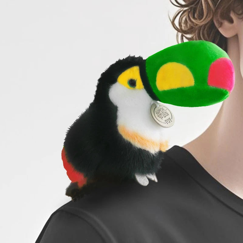 Toucan Key Ring Holder Stuffed Bird Parrot Bracelet Slap Band Plush Toys Pelican Sitting Soft Dolls Functional Gifts Bag Pendant