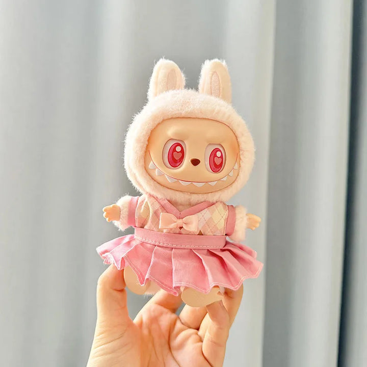 17cm Labubu Idol Dolls Plush Doll'S Strawberry Skirt Cute Clothing Hoodie No Doll Outfit Accessories Korea Kpop Exo Girls Gift