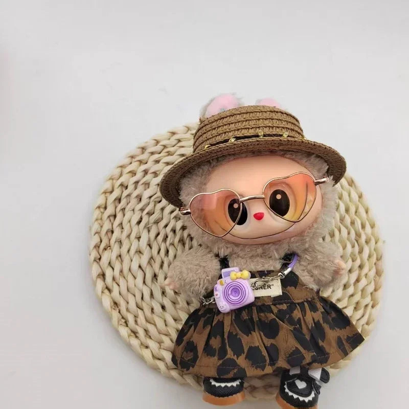 For 17cm Labubu Doll Clothing Unique Design Handmade Leopard Print Dress High-end Fashion Niche Suit Exquisite Clothing Matching