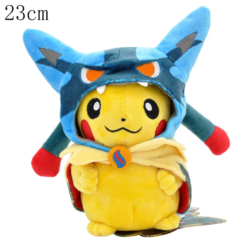 Cos Eevee Pikachu Cosplay Plush Toys Pikachu Peluche Mimikyu Lucario Charizard Garchomp Stuffed Animal Doll Collectible Gift