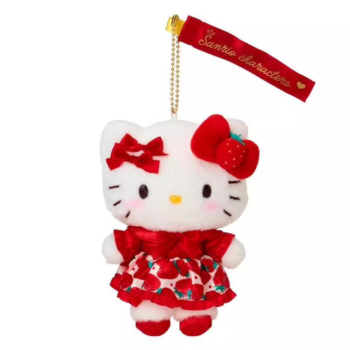 Sanrio Cute Strawberry News 50th Anniversary Hello Kitty Plush Keychain Kuromi My Melody Plush Doll Pendant Bag Pendant Gift