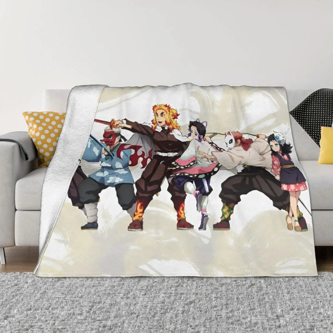Demon Slayer Japanese Anime Blankets Coral Fleece Plush All Season Portable Soft Throw Blanket for Home Travel Bedding Throws
