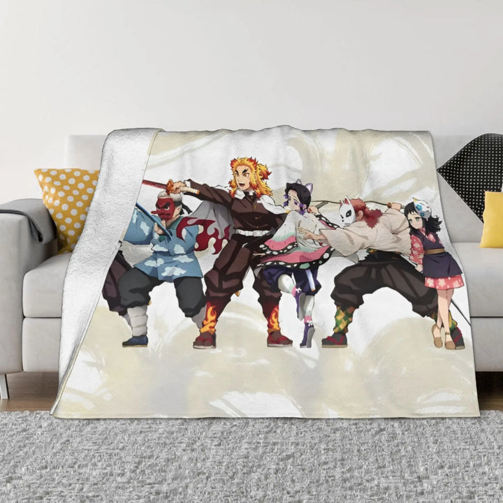 Demon Slayer Japanese Anime Blankets Coral Fleece Plush All Season Portable Soft Throw Blanket for Home Travel Bedding Throws