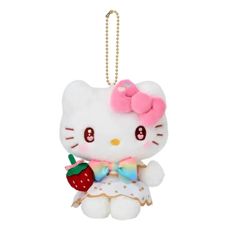 Kawaii Sanrio Hello Kitty Marrongcream Plush Toys Keychain 50Th Anniversary Strawberry News Series Kuromi Backpack Pendant Gift