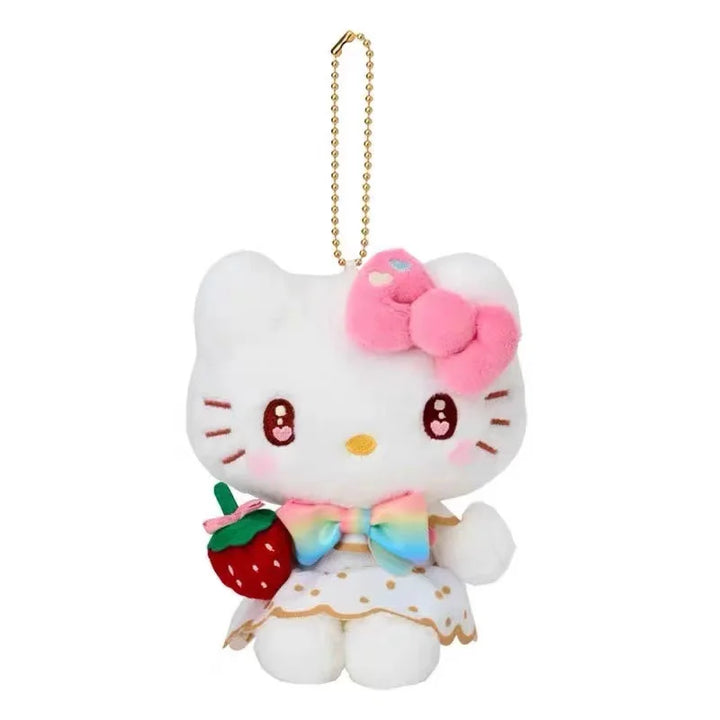 Kawaii Sanrio Hello Kitty Marrongcream Plush Toys Keychain 50Th Anniversary Strawberry News Series Kuromi Backpack Pendant Gift