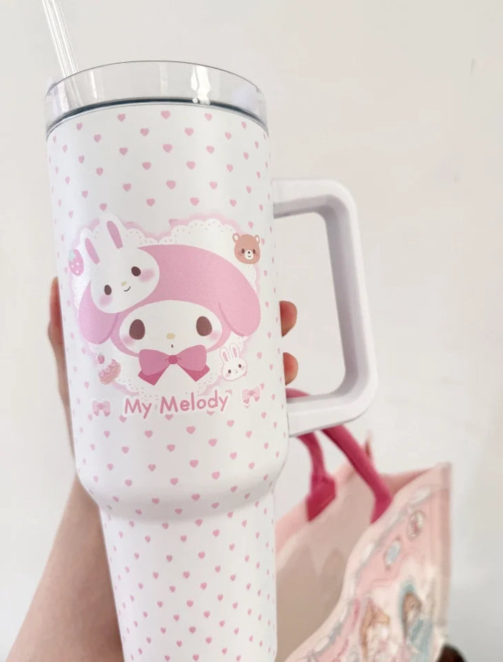 Genuine Sanrio My Melody Thermos Cup Cartoon Cute High-Capacity 1200ml Stainless Steel Thermos Water Cup Girl Gifts