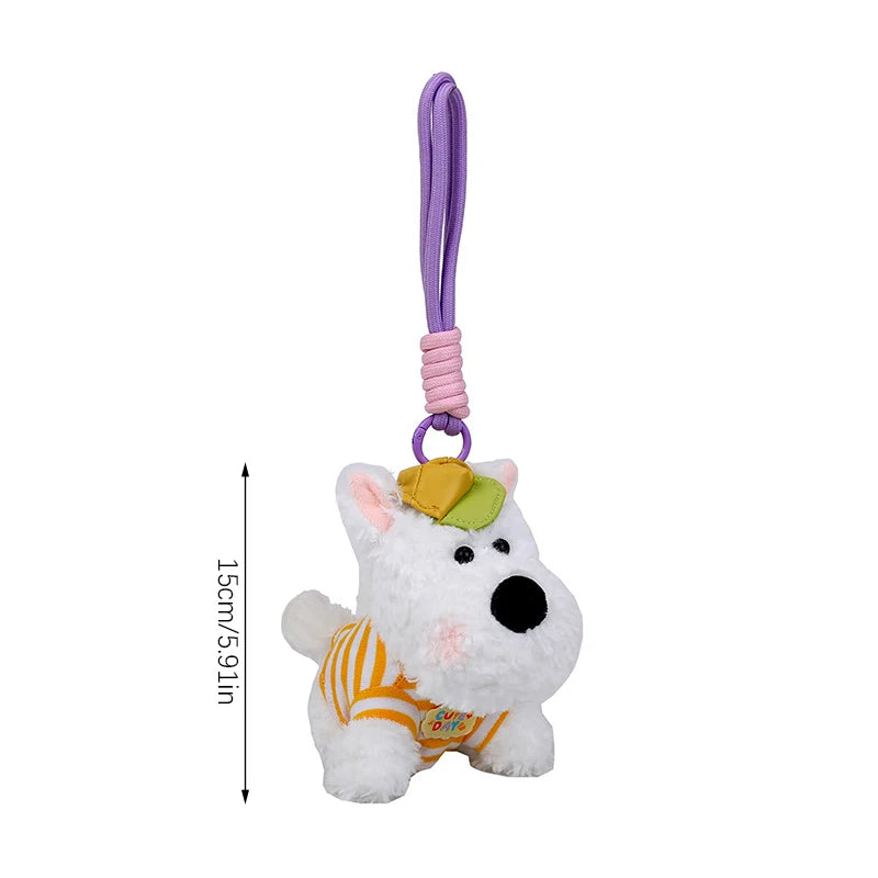 Kawali West Highland Terrier Plush Puppy Doll Bag Keychains Pendant Car Decoration Creative Cute Kids Birthday Gift For Girls