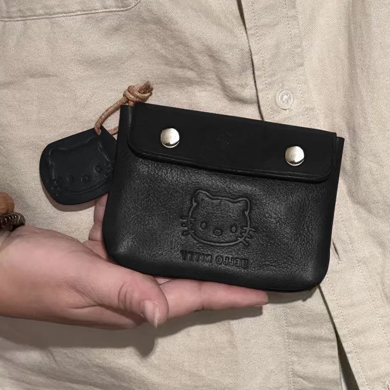 Sanrio Hello Kitty Classic Coin Purse Cortex Short Wallet Storage Bag Anime Peripheral Id Set Storage Bag Student Wallet Gifts