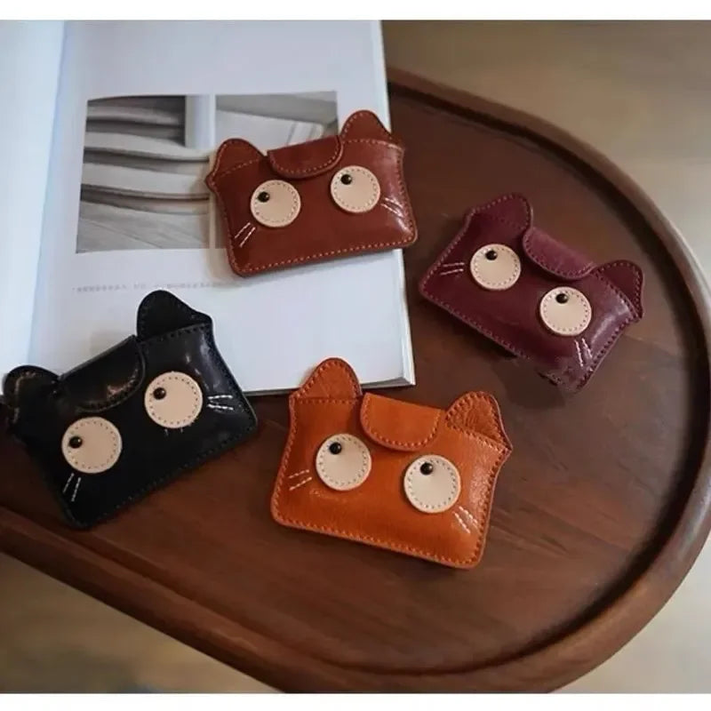New Retro Cat Zero Wallet Mini Coin Storage Bag Cartoon Cute Id Card Sleeve Anti Loss Wear-Resistan Bank Card Bag Gifts