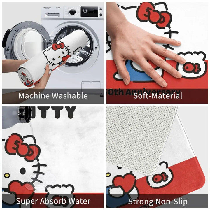 Hello Kitty Bathroom Rugs Mat Water Absorbent Bath Rugs Mats Carpet Non-Slip for Kitchen Shower