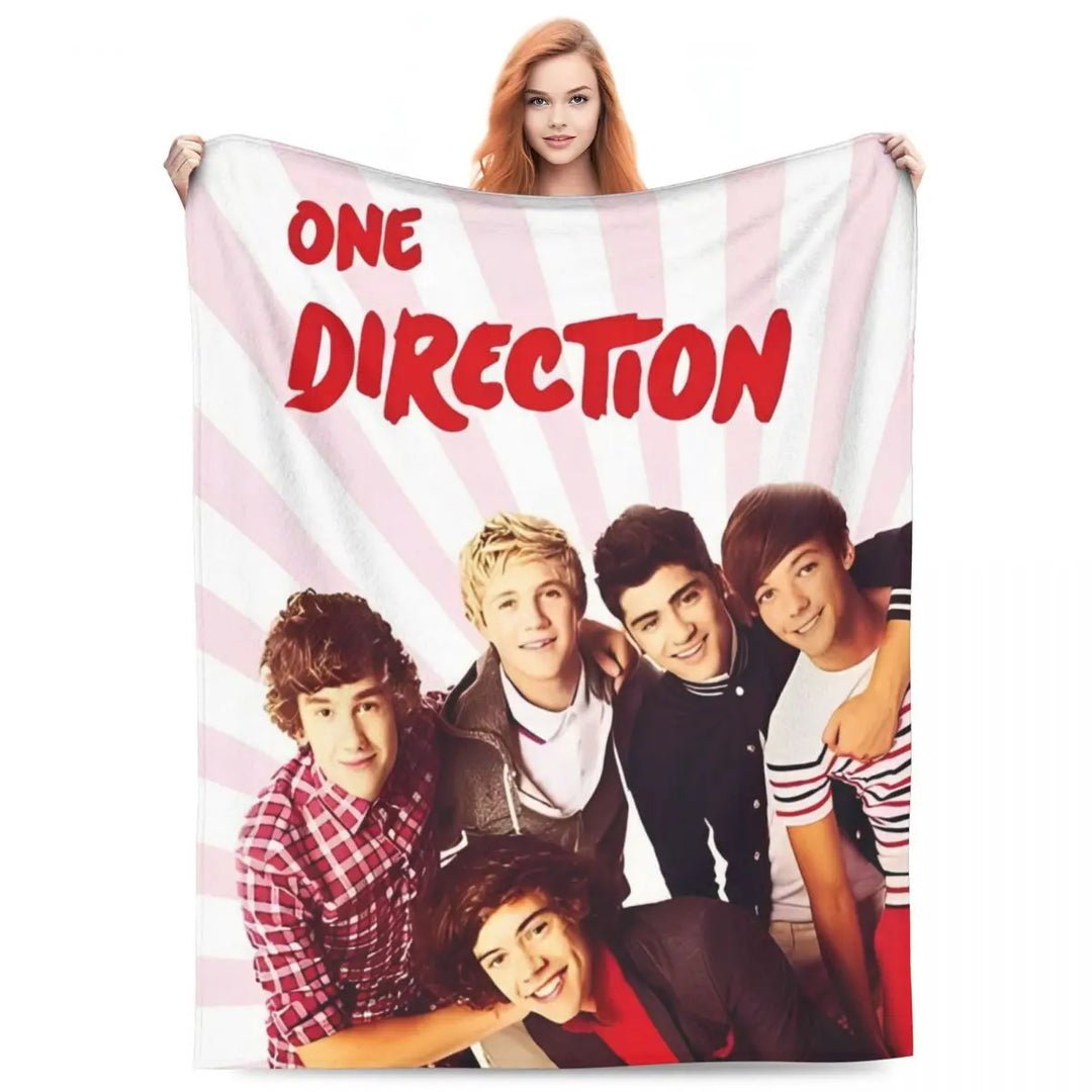One-Direction Rock 1D Combinatio Blanket Velvet Spring Autumn Breathable Lightweight Throw Blanket for Bed Travel Bedspreads