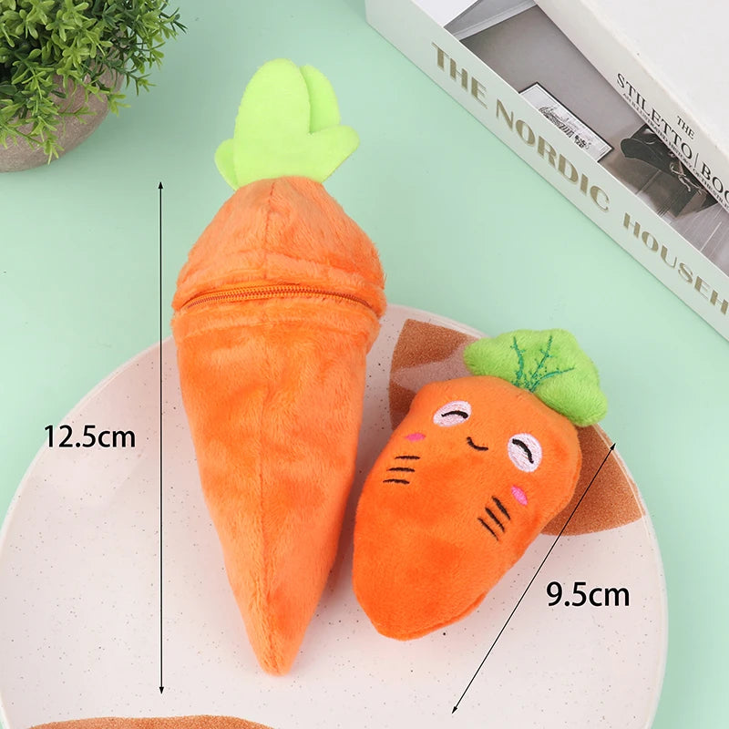 Mini Cute Rabbit In Carrot Plush Toys Keychain Anime Brown Lop Eared Bunny Pendant Stuffed Doll Gift