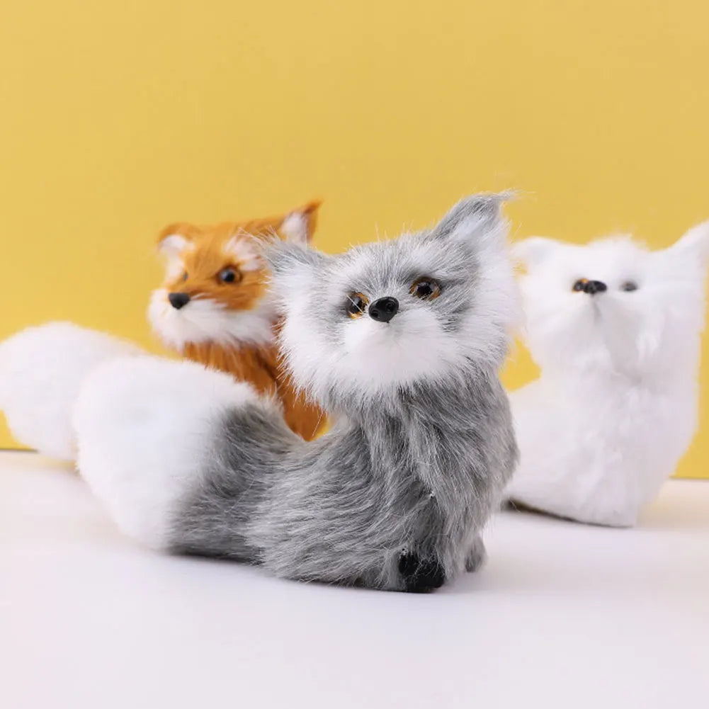 Cute Imitation Fox Ornaments Simulation Mini Squatting Squirrel Model Children Birthday Gifts Home Decor Plush Figures Craft