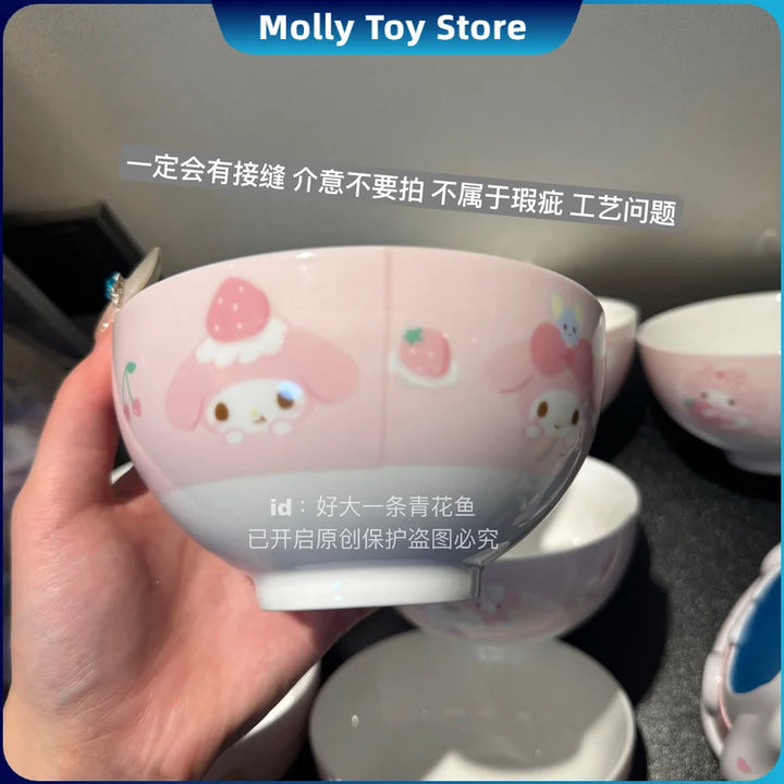 Kawaii Sugarbunnies My Melody Hellokitty Ceramic Ramen Bowl Tableware Salad Bowl Rice Bowl Large Capacity Household Soup Bowl