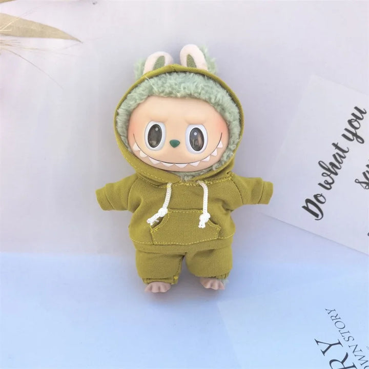 15cm/17cm Labubu Doll Clothes Sitting Party 1st 2nd Generation Outfit White Black Bear Hoodie DIY Gifts