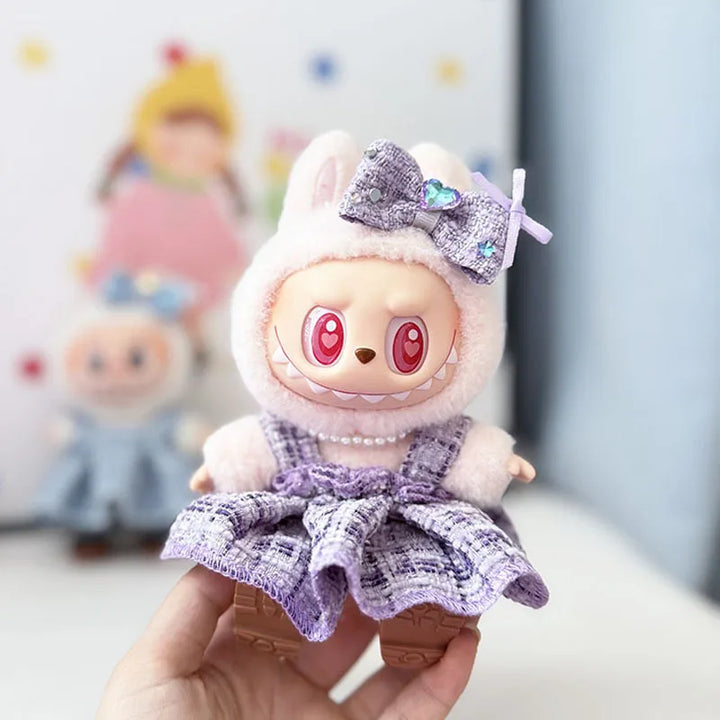 1st 2nd 3rd Gen Keychain Labubu Outfit Pendant Chic Lady Style Fragrant Wind Skirt Set for Labubu Doll and All 15/17cm Doll