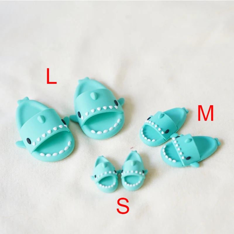 Cute Shark Slippers Doll Shoes Plastic Doll Shoes Suit for Ob11,P9,OB22, Blyth, BJD12, 1/6BJD, YOSD Doll Accessories for Girls